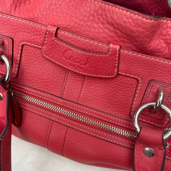 Coach Penelope Red Pebbled Leather Satchel Shoulder Bag - Picture 2 of 6